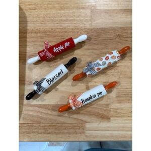 Set of 4 Mini Decorative Rolling Pins Apple Pie Pumpkin Pie Blessed